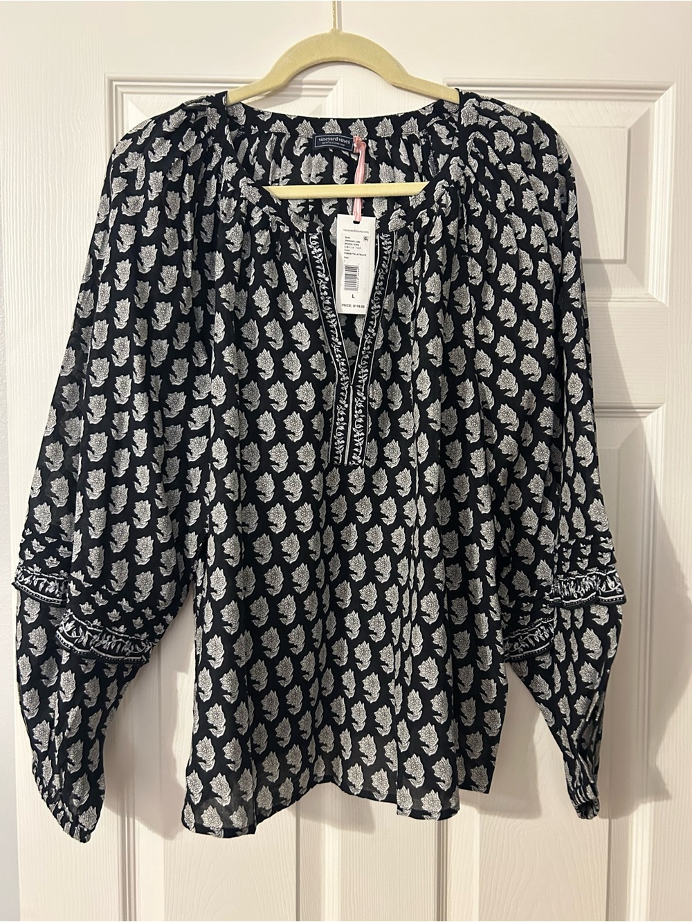 Vineyard Vines Black Print Emilia Blouse